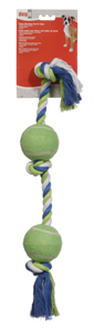Dogit Rope Toy Tennis Ball Multi 61cm Xl 3 Knot 2 Ball