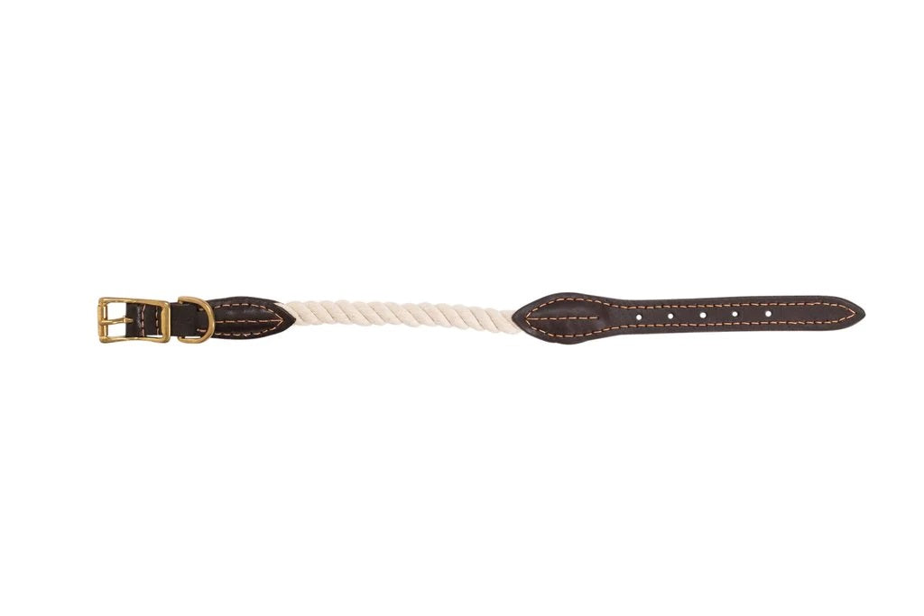 Mog & Bone Rope Collar Genuine Leather & Brass Natural L Brass Natural [size:l  Colour:natural]