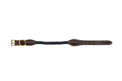 Mog & Bone Rope Collar Genuine Leather & Brass Natural L Brass Navy [size:l  Colour:navy]