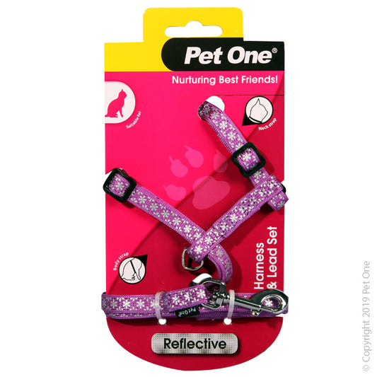 Pet One Harness & Lead Set -cat/kitten Reflective Purple [colour:purple]