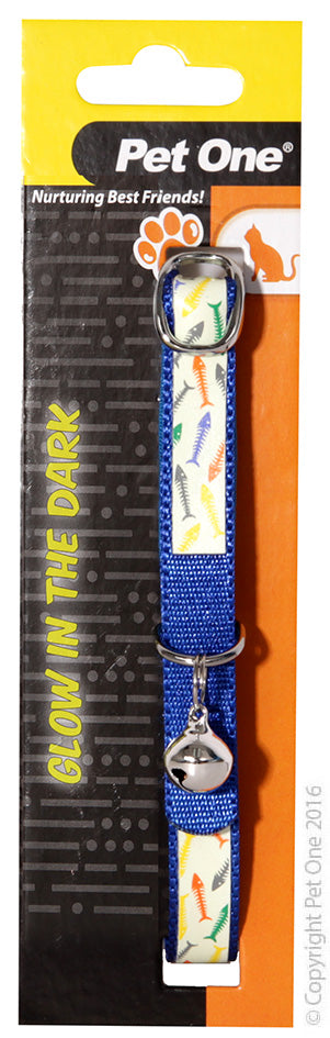 Pet One Collar - Cat Nylon Glow In The Dark Blue [colour:blue]