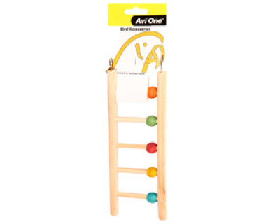 Avi One - Bird Toy Wooden Ladder 12 Rung W/beads
